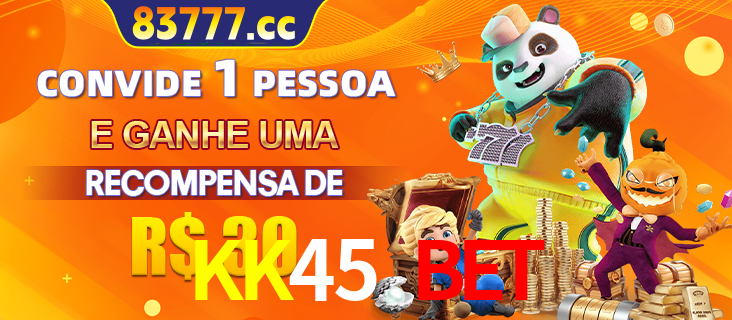Banner institucional da KK45 BET sobre parceria de marcas e criação de uma marca de excelência, apresentando os mascotes de jogos populares como o Fortune Tiger.