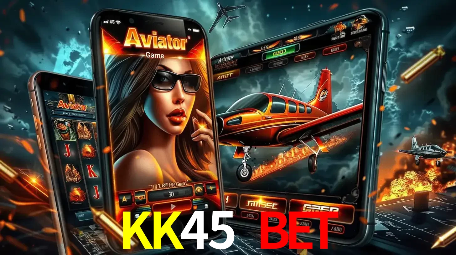 O popular jogo de apostas Aviator exibido em vários celulares e tablets, mostrando a interface emocionante e a ação de voo disponíveis para jogar agora no KK45 BET.